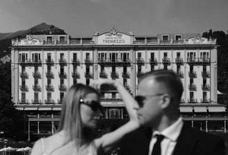 wedding session on a boat next to Grand Hotel Tremezzo in Lake Como