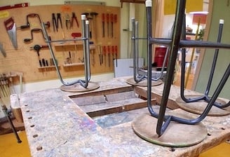 Werkbank in Kinderwerkstatt