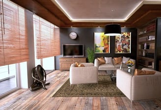 a home with automatic window blind system