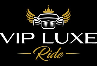 vip luxe ride logo with a car with wings