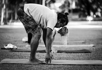 Outdoor yoga practice in Lalngkawi, Malaysia