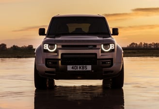 Land Rover Defnder in the sunset