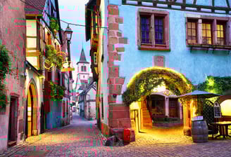 Alsace Village Riquewihr colored houses