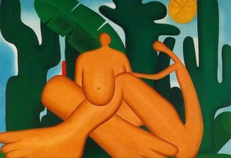 Obra Antropofagia é uma pintura de Tarsila do Amaral (1886-1973)