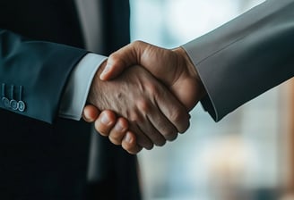 business men shaking hands signaling trust and being legit