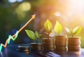 wealth growing with chart arrow for stocks