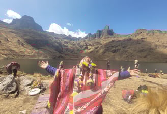 a schaman recieving medicine from father sun