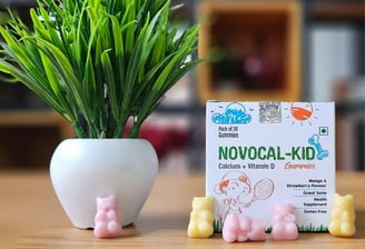 Novocal Kid Gummies – Delicious Calcium & Vitamin D3 gummies for strong bones, healthy teeth, growth
