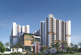 Modern facade architectural rendering of Tridasa Rise residential building Nallagandla