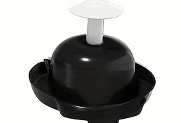 a black and white bowl with a white lid and a black lid