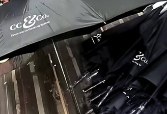 Corporate branded umbrellas with logo supplied in Pune by umbrella manufacturer LK Creations