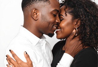African American couple enjoying intimate moment