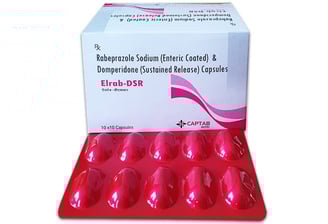 Elrab-DSR Capsules – Rabeprazole Sodium & Domperidone SR formula for effective acid reflux relief.