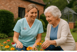 cherished care live-in carer and a woman given homecare