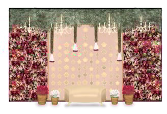 a stage with a stage set up for a wedding