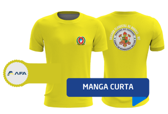 camiseta manga curta na cor amarela com logo da brigada florestal de Nobre no Mato Grosso