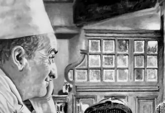 hyperrealistic drawing with Louis de Funes and Jean Gabin