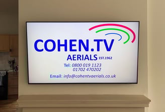 tv mounted on wall