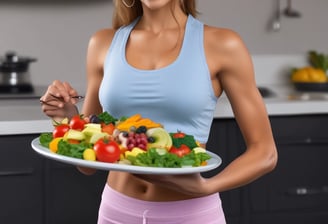 A woman with athletic build is standing in a dimly lit space, wearing workout attire including a sports bra, shorts, and gloves. She is positioned in front of a corrugated metal background, with light casting shadows that emphasize her muscular definition and form.