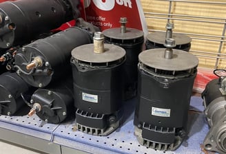 Heavy Duty Starters and Alternators on a shelf