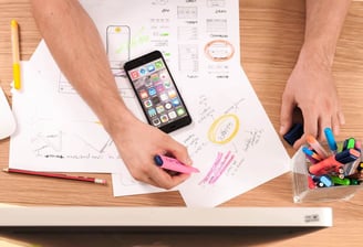 Person working on marketing material