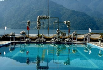 flower decoration for destination wedding setup in Pokhara