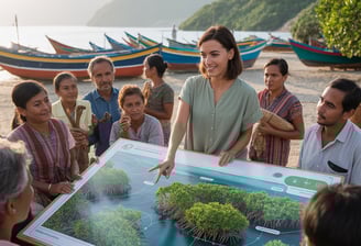 a woman standing in front of a group of people