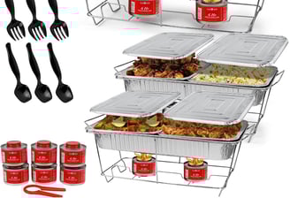 a variety of food items including a tray of food