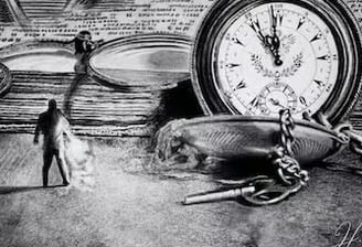 graphite drawing of a train on a book, a fantasy image, art by Henri Tavares