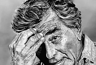 hyperrealistic drawing with peter folk alias Columbo