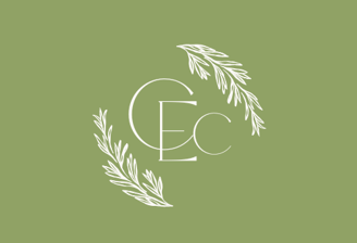a logo for The Catering Events Consultancy, The CEC with fresh rosemary around the letters