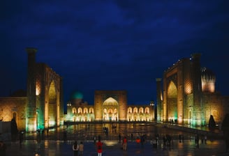 a view to Registan Squere in Samarkand in the night