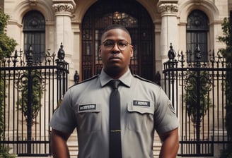 security guard standing on the gray floor