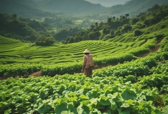 person farming on rice field