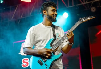 Live singer performing at an outdoor wedding in Bengaluru."