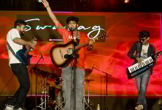 Live band performing at an outdoor wedding in Bengaluru."