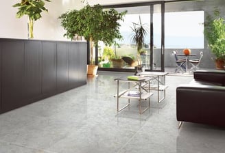 a living room with a couch and a table