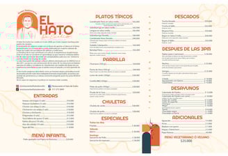 Menú Restaurante El Hato de Evelio