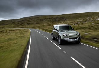 Land Rover Defender on the road