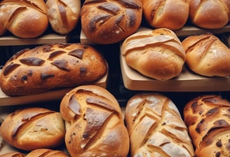 Multiple yellow frosted cakes with decorative flowers on top, displayed in a refrigerated showcase. Each cake is neatly arranged on a white paper base and surrounded by a variety of smaller desserts on lower shelves presented with reds, whites, and greens.