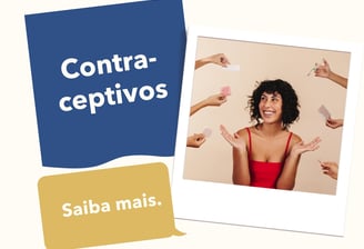 mulher sorrindo e com dúvidas sobre contraceptivos