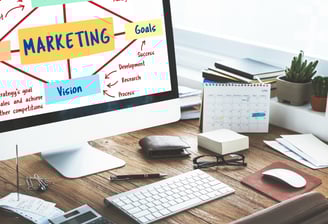 Screen with marketing goals and vision