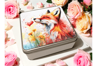 boite avec renard roux