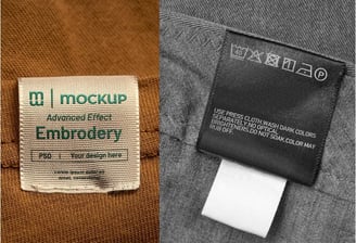 a label on a jacket with a mock mock mockup