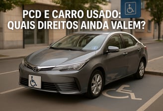 corolla esatcionado na vaga para deficientes fisicos com o adesivo no parabrisas e a frase pcd e car
