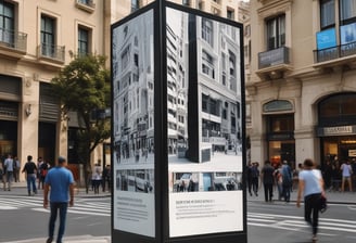 Large digital advertisements displayed on a curved screen above a busy street corner, featuring an illuminated sign for the London Underground. The scene is bustling with people and streetlights, suggesting a lively urban setting.