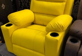 Yellow recliner sofa made by afsar sofa repair
