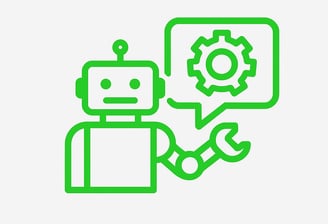 Ilustración moderna y minimalista en verde brillante de Biadata para el servicio de automatización