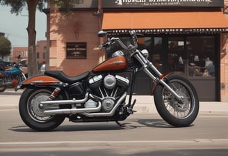 A person wearing a black long-sleeve shirt, shorts, and a beanie sits confidently on a Royal Enfield motorcycle against a textured wall. The motorcycle has a classic design with visible chrome and metallic details. The ground is a paved surface with some dry leaves scattered nearby.