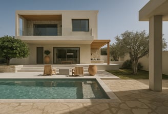 Design extérieur d'une villa avec piscine